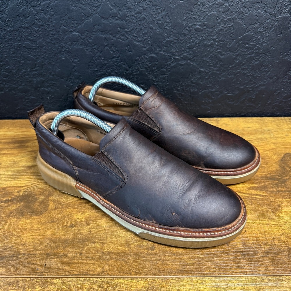 Lucchese Bootmaker S0002 Dark Brown Leather Slip-On Casual Shoes Mens‎ 9.5M